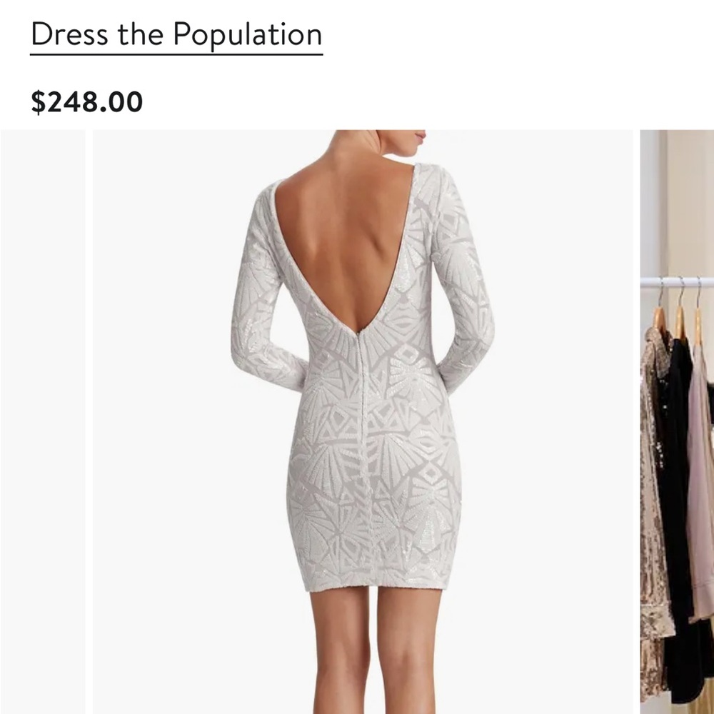 Dress the Population Women's White sequin Dress